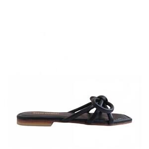 NEW SARAH STEWART women's beth bow flat thong sandal in black
